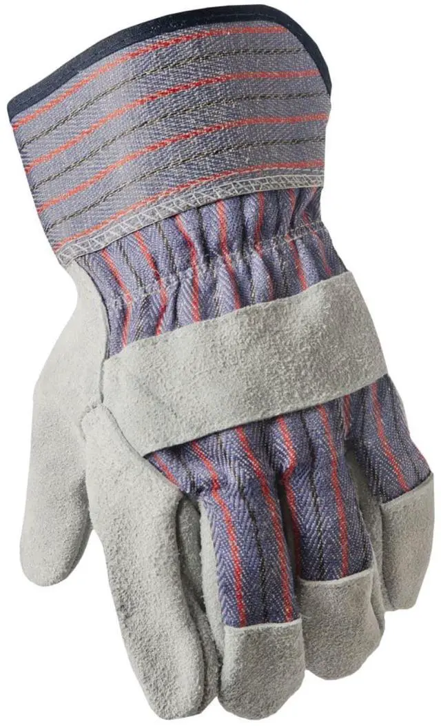 Alt view image 2 of 6 - Hyper Tough Leather Palm Multi-Use Work Gloves, Large, Glacier Gray, 1 Pair