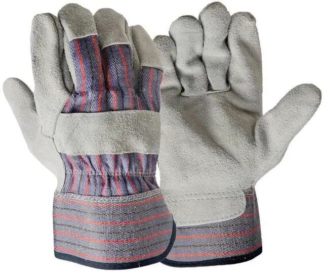 Alt view image 4 of 6 - Hyper Tough Leather Palm Multi-Use Work Gloves, Large, Glacier Gray, 1 Pair