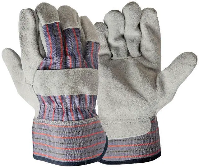 Main image of Hyper Tough Leather Palm Multi-Use Work Gloves, Large, Glacier Gray, 1 Pair
