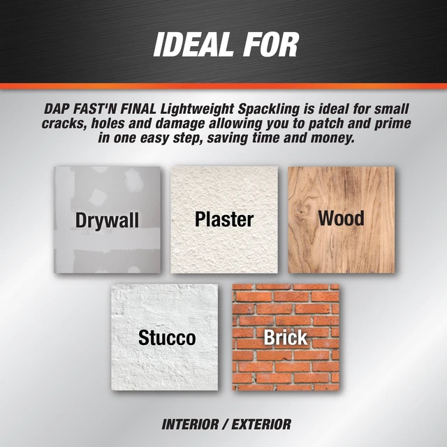 Alt view image 2 of 7 - DAP Fast 'N Final 16 oz White Lightweight Spackling Putty