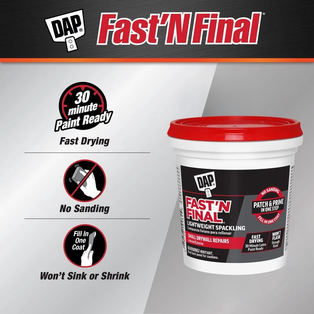 Alt view image 3 of 7 - DAP Fast 'N Final 16 oz White Lightweight Spackling Putty
