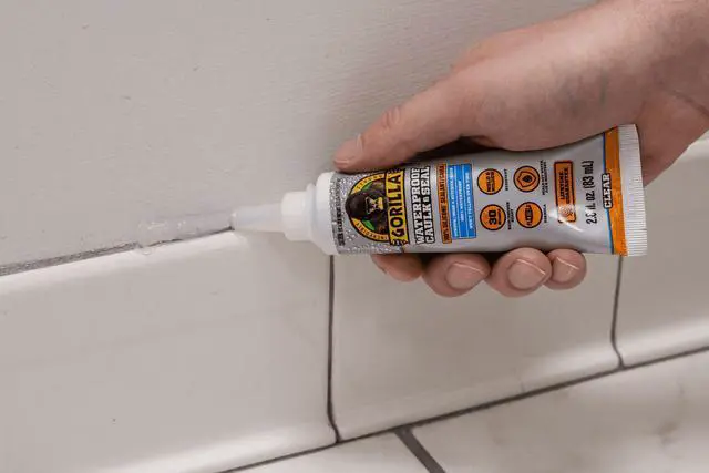 Alt view image 4 of 6 - Gorilla Waterproof Caulk & Seal Silicone Sealant, 2.8oz Squeeze Tube - Clear Caulking Sealant for Kitchen, Window, Bath, Marine, Door and More