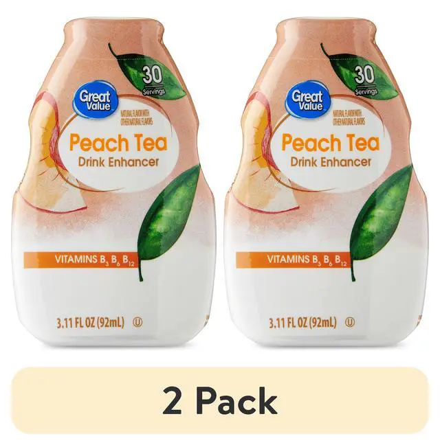 Alt view image 7 of 7 - (2 pack) Great Value Peach Tea Drink Enhancer, 3.11 fl oz