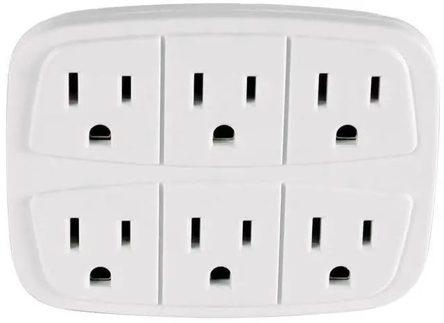 Main image of Hyper Tough 6 Outlet Grounded Wall Tap, 15 Amps, White