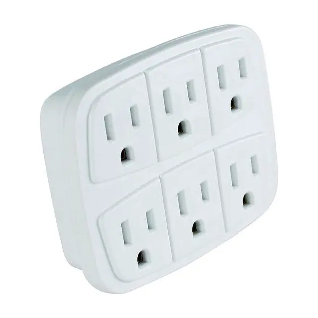 Alt view image 5 of 7 - Hyper Tough 6 Outlet Grounded Wall Tap, 15 Amps, White