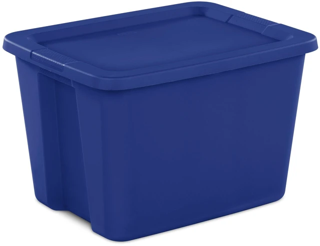 Alt view image 3 of 7 - Sterilite 18 Gal. Tote, Plastic Storage Bin with Snap-on Lid, Blue