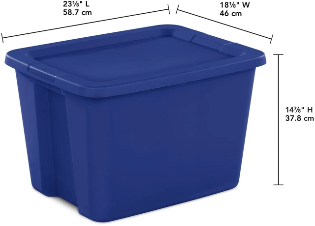 Alt view image 4 of 7 - Sterilite 18 Gal. Tote, Plastic Storage Bin with Snap-on Lid, Blue