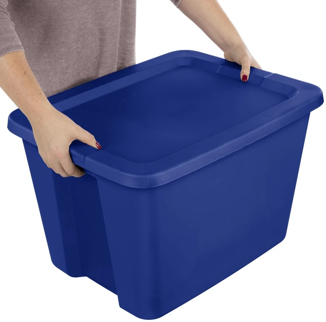 Main image of Sterilite 18 Gal. Tote, Plastic Storage Bin with Snap-on Lid, Blue