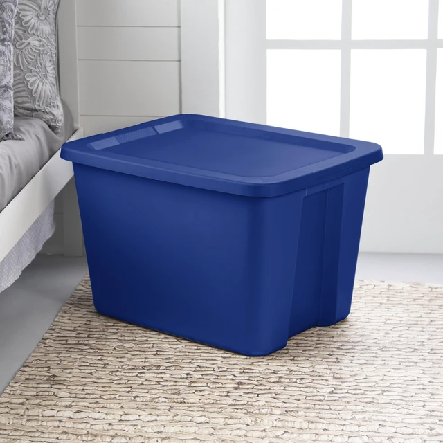 Alt view image 5 of 7 - Sterilite 18 Gal. Tote, Plastic Storage Bin with Snap-on Lid, Blue