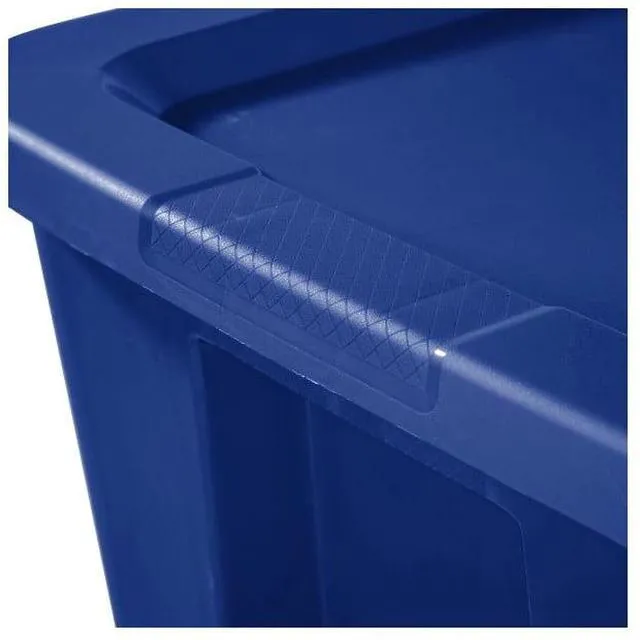 Alt view image 2 of 7 - Sterilite 18 Gal. Tote, Plastic Storage Bin with Snap-on Lid, Blue
