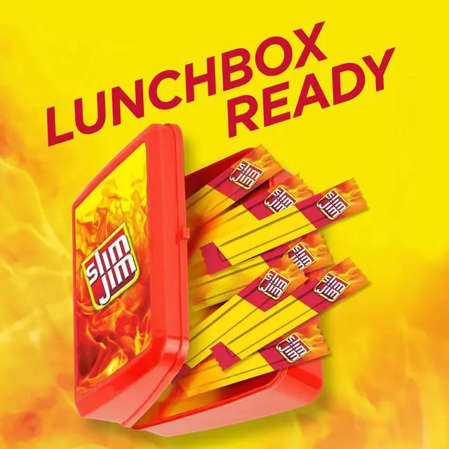 Alt view image 3 of 5 - Slim Jim Smoked Jerky Snack Sticks, Original Flavor, 6g Protein Per Serving, Lunchbox Snacks, 0.28 oz. (26-Count)