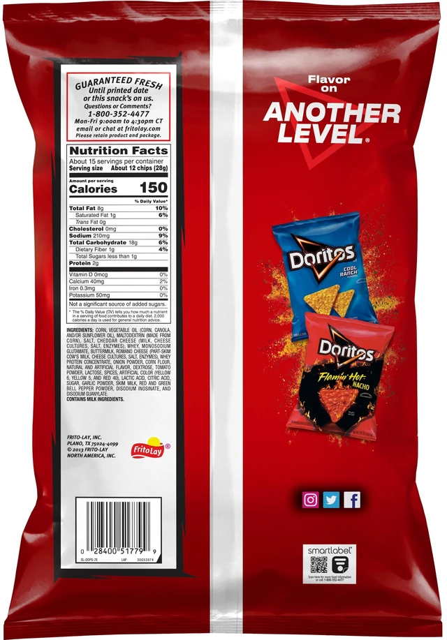 Alt view image 5 of 7 - Doritos Nacho Cheese Tortilla Snack Chips,Party Size, 14.5 Ounce Bag