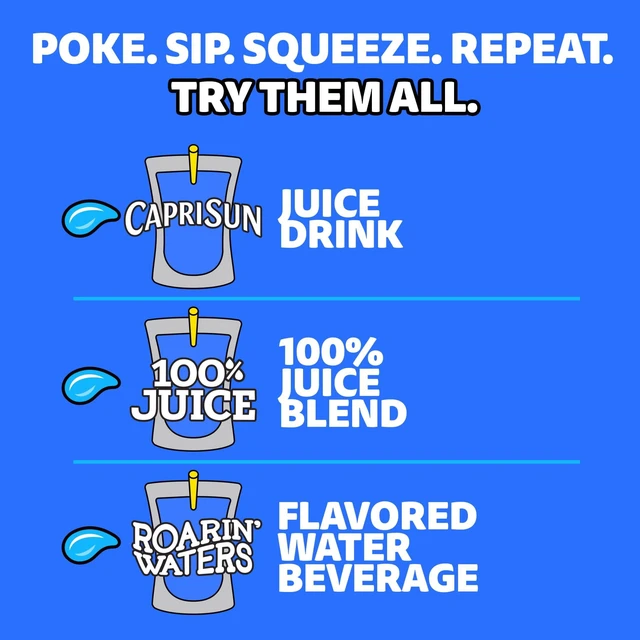 Alt view image 4 of 6 - Capri Sun Flavored with Other Natural Flavor Juice Drink Blend, 30 Pouches, for School Lunches and On-the-Go Hydration, Fruit Punch, Strawberry Kiwi & Pacific Cooler, All Natural Ingredients, 6 fl oz