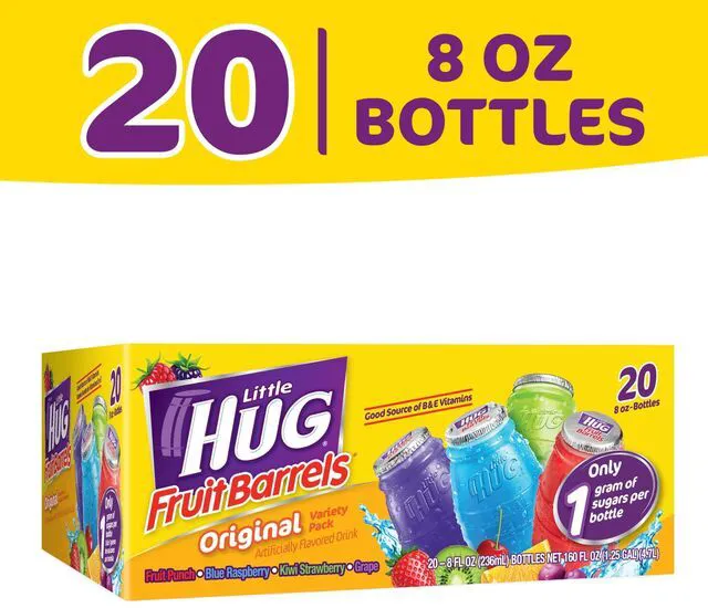 Main image of Little HUG Fruit Barrels, Original, Shelf Stable Kids Drinks Variety pack, 20 count, 8 fl oz bottles
