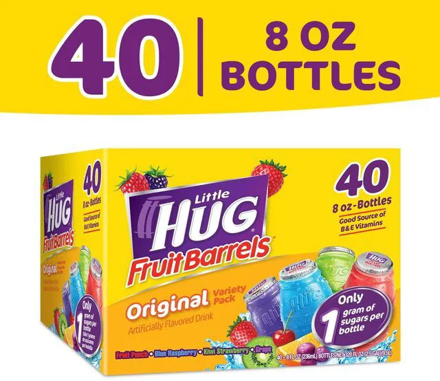Main image of Little HUG Fruit Barrels, Original, Shelf Stable Kids Drinks Variety Pack, 40 Count, 8 fl oz Bottles