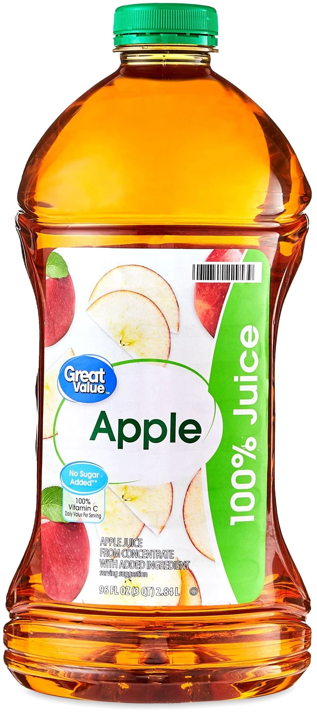 Alt view image 5 of 6 - (2 pack) Great Value 100% Apple Juice, 96 fl oz