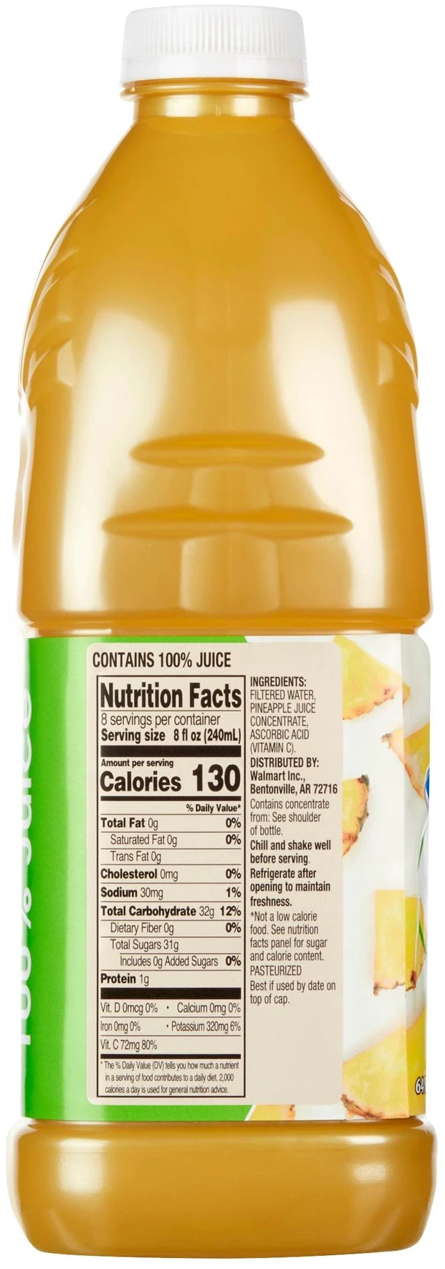 Alt view image 5 of 6 - (2 pack) Great Value Pineapple 100% Juice, 64 fl oz