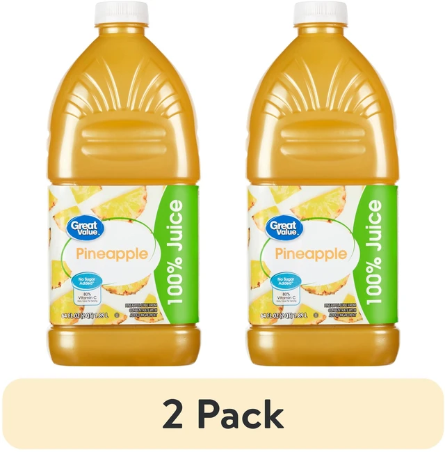Main image of (2 pack) Great Value Pineapple 100% Juice, 64 fl oz