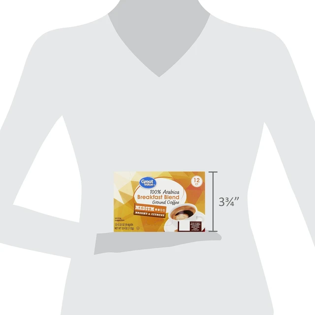 Alt view image 6 of 6 - Great Value 100% Arabica Breakfast Blend Medium Roast Ground Coffee Pods, 12 Count