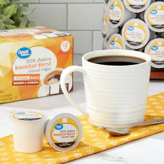 Alt view image 3 of 6 - Great Value 100% Arabica Breakfast Blend Medium Roast Ground Coffee Pods, 12 Count