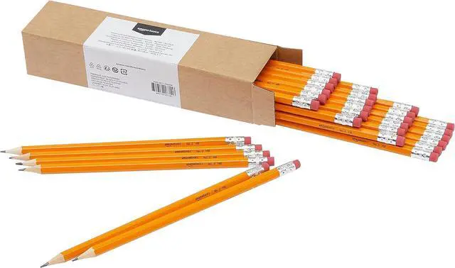 Main image of Amazon Basics Wood-Cased #2 HB School Pencils with Erasers for Writing and Drawing, Pre-sharpened, Soft Strong Lead, Orange, 30 Count