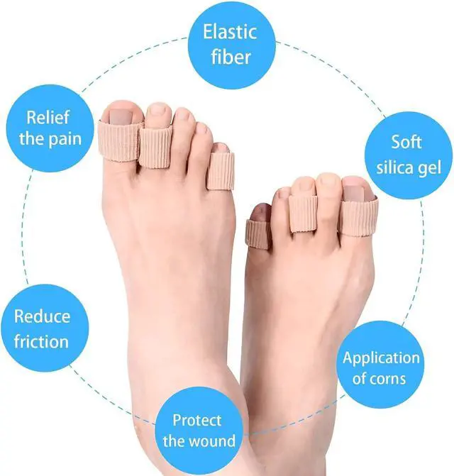 Alt view image 2 of 7 - Blulu 16 Pcs Toe Cushion Tube Sleeves Soft Gel Corn Pad Protectors, Brown