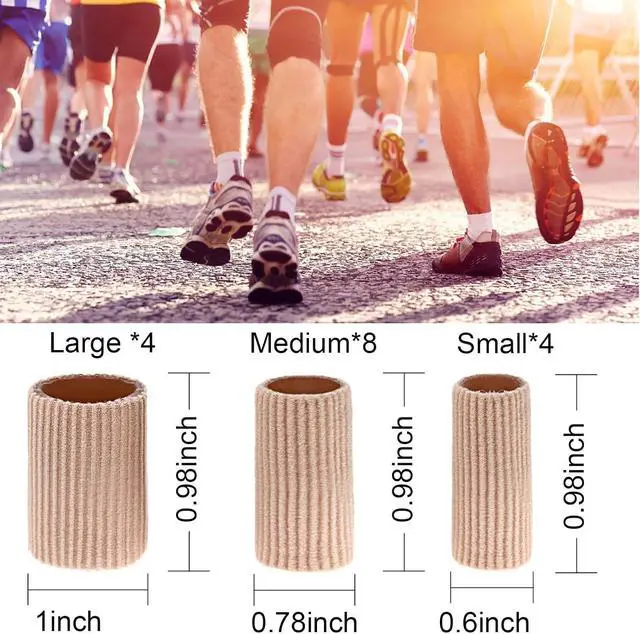 Alt view image 3 of 7 - Blulu 16 Pcs Toe Cushion Tube Sleeves Soft Gel Corn Pad Protectors, Brown