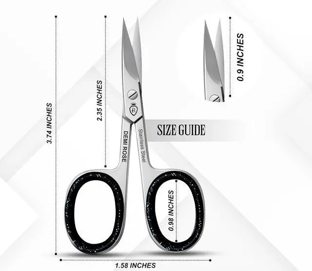Alt view image 4 of 6 - Nail Scissors Curved - Professional Stainless Steel Manicure, Grooming Scissors for eyebrow, Mustache, Nose Hair, Eyelash, Dry Skin - Cuticle Scissors with Rubber Inserts