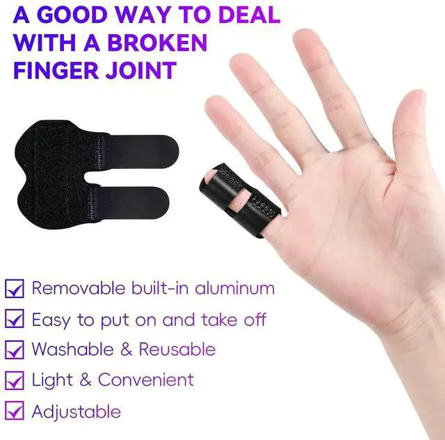 Alt view image 2 of 7 - 2 PCS Small Finger Splint, Adjustable Trigger Finger Splint, Straightener for Broken Strained Arthritis for Pinky, Index Splints for Teenagers and Women (Black)