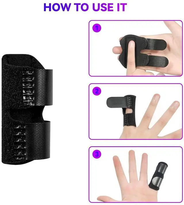 Alt view image 7 of 7 - 2 PCS Small Finger Splint, Adjustable Trigger Finger Splint, Straightener for Broken Strained Arthritis for Pinky, Index Splints for Teenagers and Women (Black)