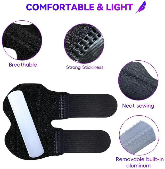 Alt view image 4 of 7 - 2 PCS Small Finger Splint, Adjustable Trigger Finger Splint, Straightener for Broken Strained Arthritis for Pinky, Index Splints for Teenagers and Women (Black)