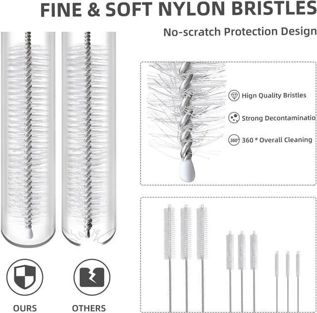 Alt view image 2 of 7 - 9-Piece Straw Cleaner Brush Kit - for Stanley Mug 40, 30, 20 oz, (3-Size) Extra Long Pipe Cleaners, Straw Cleaning Brush for Tumbler, Sippy Cup, Bottle and Tube