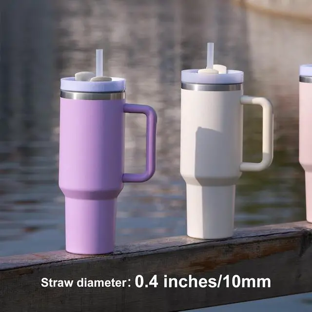 Alt view image 4 of 5 - 6 replacement straws for 40 oz/30 oz water cups, with cleaning brush included.