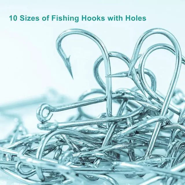 Main image of 300PCS Small High-Carbon Steel Barbed Fishing Hooks,Hole,10 Sizes