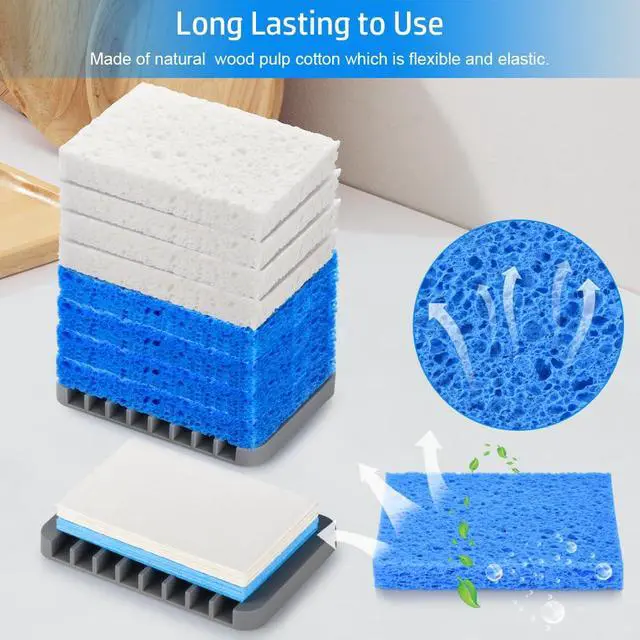 Alt view image 4 of 7 - 8Pcs Compressed Kitchen Sponges, Zero Scratch Scrub