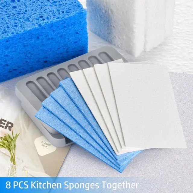 Alt view image 6 of 7 - 8Pcs Compressed Kitchen Sponges, Zero Scratch Scrub
