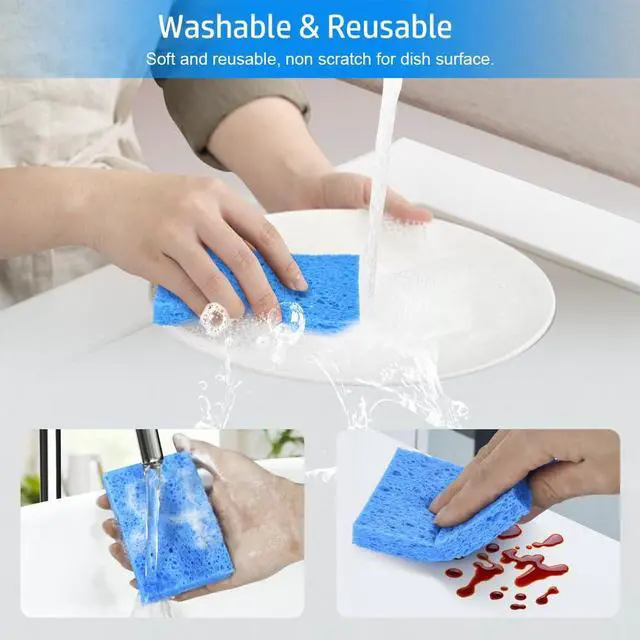 Alt view image 2 of 7 - 8Pcs Compressed Kitchen Sponges, Zero Scratch Scrub