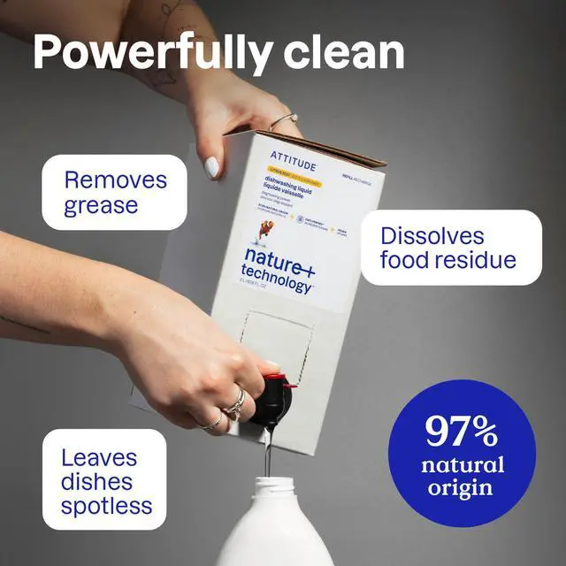Alt view image 2 of 6 - ATTITUDE Wildflowers Scent Dish Soap, EWG Verified, Plant-Based & Vegan, Naturally Derived, 23.7 Fl Oz