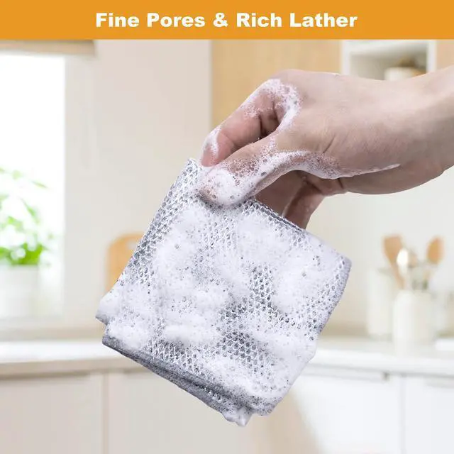 Alt view image 6 of 6 - Inkhut Non Scratch Wire Dishcloth Reusable Steel Wool Scrubber Multipurpose Kitchen Cleaning Rag