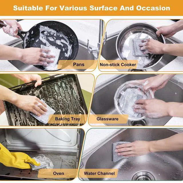 Alt view image 3 of 6 - Inkhut Non Scratch Wire Dishcloth Reusable Steel Wool Scrubber Multipurpose Kitchen Cleaning Rag