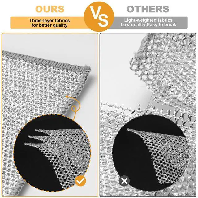 Alt view image 4 of 6 - Inkhut Non Scratch Wire Dishcloth Reusable Steel Wool Scrubber Multipurpose Kitchen Cleaning Rag