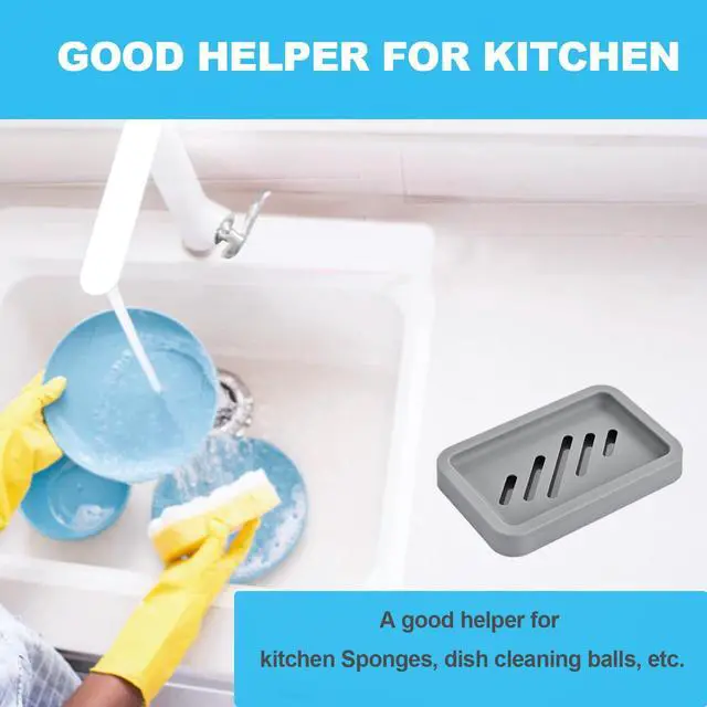 Alt view image 3 of 7 - 2Pcs Grey Soap Holders, Premium Plastic Bamboo Dish for Shower and Bath