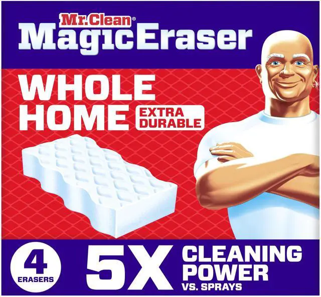 Main image of Mr. Clean Magic Eraser Sponge, All Purpose Melamine Cleaner, Extra Durable, for Wall, Sneaker, Kitchen, Bathroom, Shower, 4ct