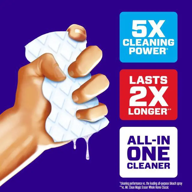 Alt view image 3 of 6 - Mr. Clean Magic Eraser Sponge, All Purpose Melamine Cleaner, Extra Durable, for Wall, Sneaker, Kitchen, Bathroom, Shower, 4ct