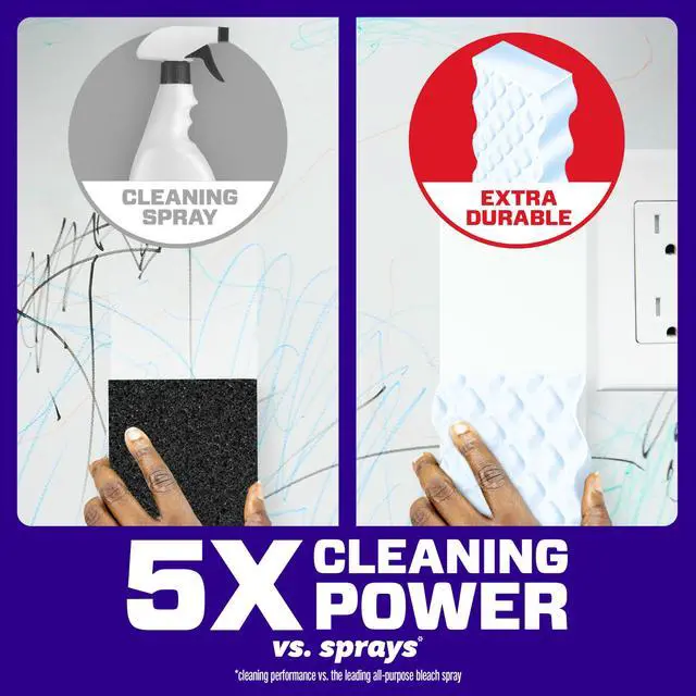 Alt view image 4 of 6 - Mr. Clean Magic Eraser Sponge, All Purpose Melamine Cleaner, Extra Durable, for Wall, Sneaker, Kitchen, Bathroom, Shower, 4ct