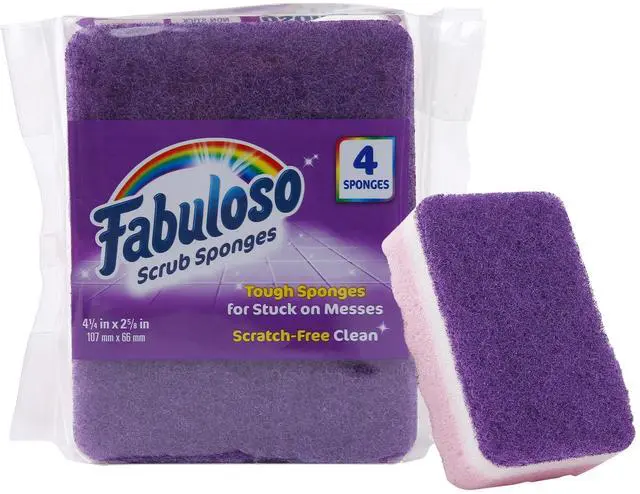 Main image of Fabuloso Scratch-Free Kitchen Dish Sponges, Purple, 4 Count