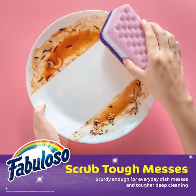 Alt view image 3 of 6 - Fabuloso Scratch-Free Kitchen Dish Sponges, Purple, 4 Count