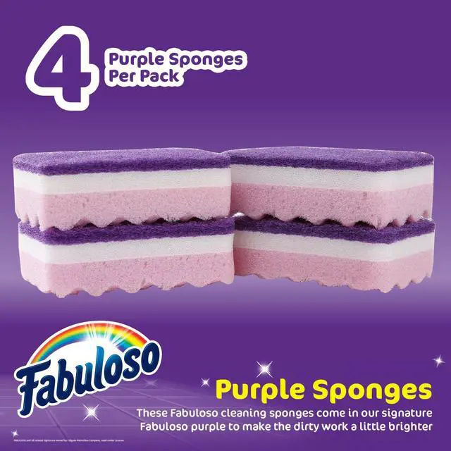 Alt view image 4 of 6 - Fabuloso Scratch-Free Kitchen Dish Sponges, Purple, 4 Count