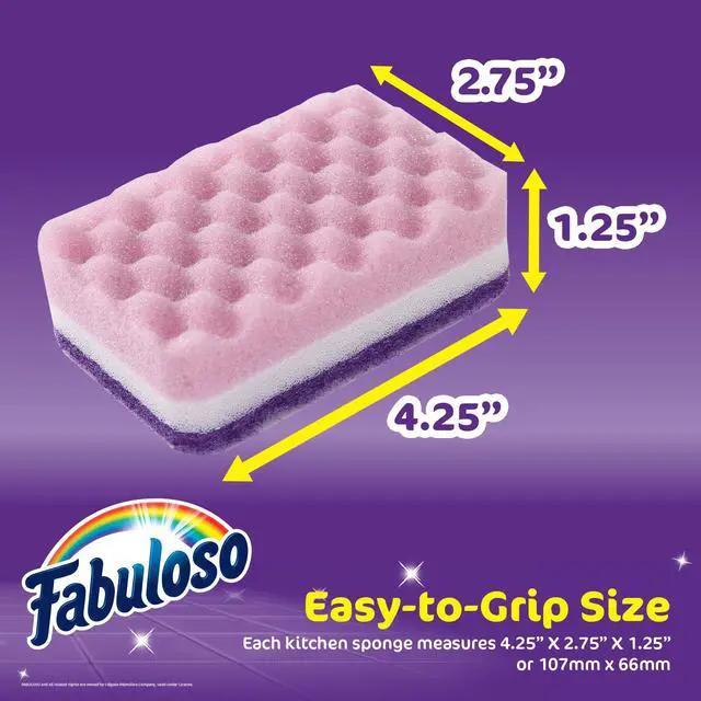 Alt view image 5 of 6 - Fabuloso Scratch-Free Kitchen Dish Sponges, Purple, 4 Count