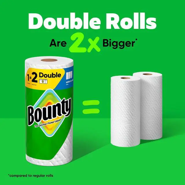 Alt view image 3 of 7 - Bounty Select-A-Size Paper Towels, White, 2 Double Plus Rolls = 5 Regular Rolls
